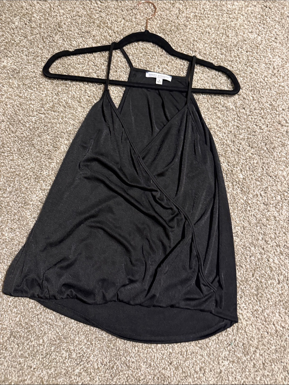 Chelsea28 Black Draped Surplice Camisole Tank